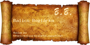 Balics Boglárka névjegykártya